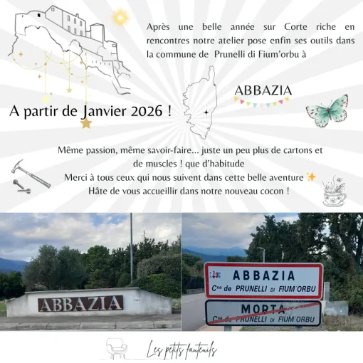 Déménagement sur Prunelli-di-Fiumorbo début 2026, Corte, Les petits fauteuils